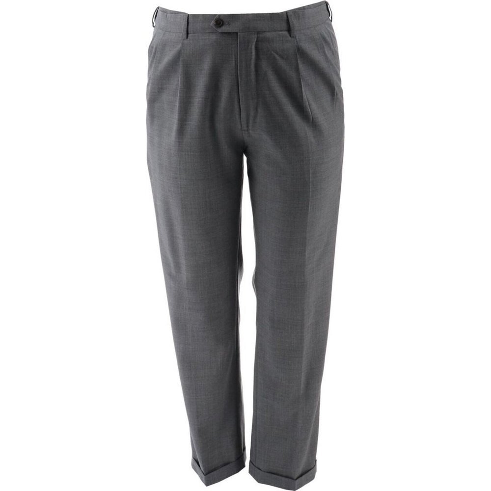 NWT‎ LANDS' END TALL YEAR ROUNDER PLAIN FRONT CW WOOL PANTS DARK CHARCOAL 42T